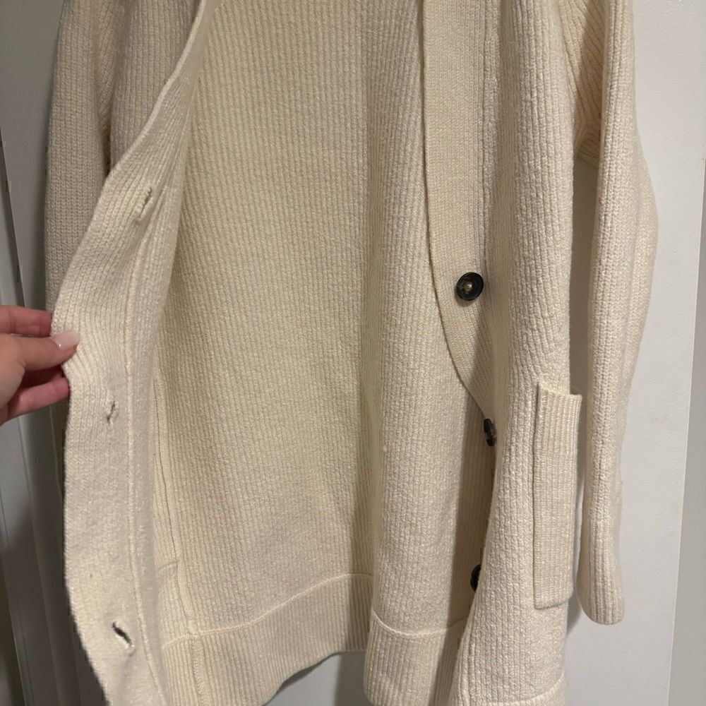 Everlane Cream Button Up Cardigan 100% Wool Sweater Size XS Womens - Picture 8 of 8